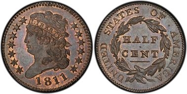 1811 1/2C Cohen 1 MS66RB