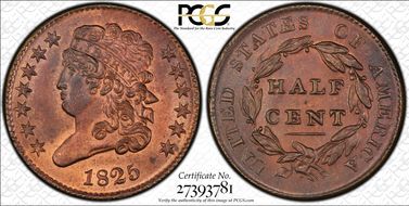 1825 1/2C Cohen 2 MS64RB