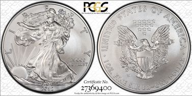 2012-W $1 Burnished Silver Eagle SP69