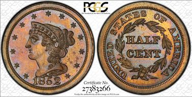 1852 1/2C Restrike, Rev. of 1840 PR65BN