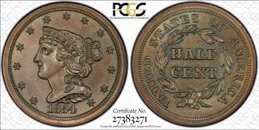 1854 1/2C C-1 MS66BN
