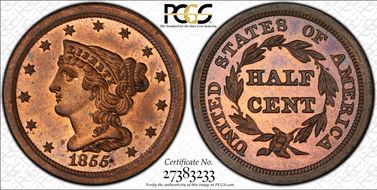 1855 1/2C Cohen 1 PR65RB