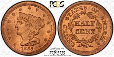 1855 1/2C Cohen 1 MS65RD