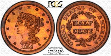 1856 1/2C PR64+ RB