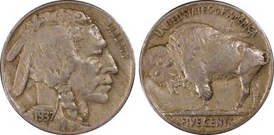 1937-D 5C 3 Legs VF35