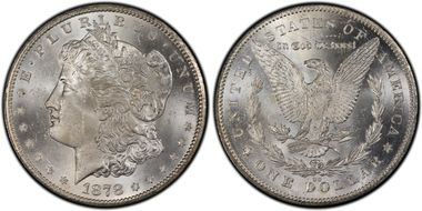 1878-CC $1 VAM 11, Lines in Wing MS65