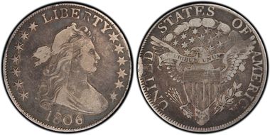 1806 50C 6 over Inverted 6 VF25