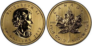 2013 $50 Maple Leaf Au MS67