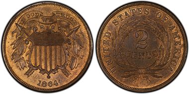 1864 2C Small Motto PR65RB