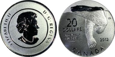 2012 $20 Polar Bear .9999 Silver SP69