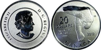 2012 $20 Polar Bear .9999 Silver SP69