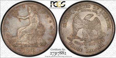 1876-CC T$1 Doubled Die Reverse AU58