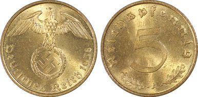 1938-A 5 Pfg J-363 MS64