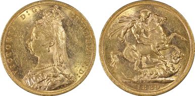 1889-M Sov S-3867B DISH M12 2nd Obv. Angled J MS61