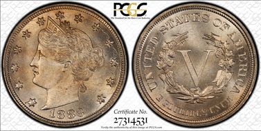 1883 5C No CENTS MS66