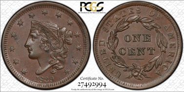 1839 1C Head of 1838 MS63BN