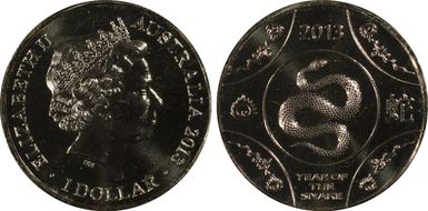 2013 $1 Year of the Snake Al-Br MS68
