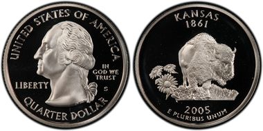 2005-S 25C Kansas, Silver Die Dent, FS-901 PR69DCAM