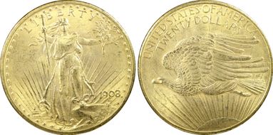 1908 $20 No Motto MS65