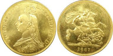 1887 £5 S-3864 MS64