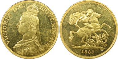 1887 £5 S-3864 MS62