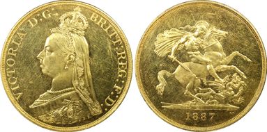 1887 £5 S-3864 MS63