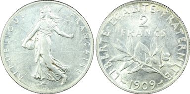 1909 2 Fr Gad-532 F-266 AU58