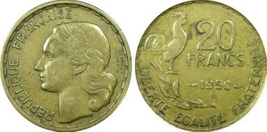 1950-B 20 Fr Georges Guiraud - 4 fauc Gad-864 F-401 XF45