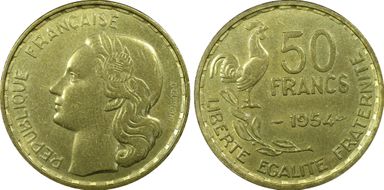 1954 50 Fr Gad-880 F-425 MS64