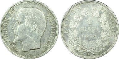 1858-A 1 Fr Gad-460 F-214 AU55