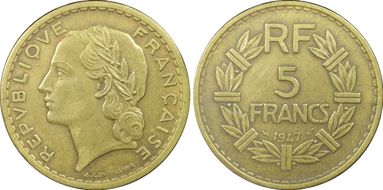 1947 5 Fr Gad-761a F-337 Br-Al N1