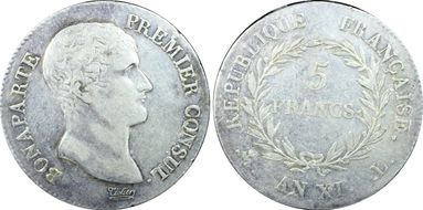 AN XI-L (1802) 5 Fr Gad-577 Tulipe XF40