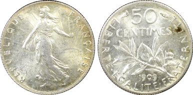 1909 50C Gad-420 F-190 MS63