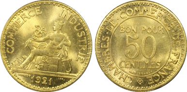 1921 50C Gad-421 F-191 MS67