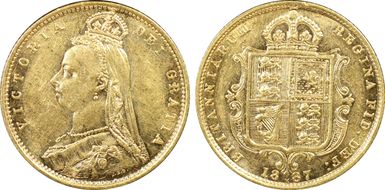 1887-M 1/2 Sov Jubilee Head AU58