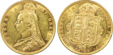 1887-M 1/2 Sov Jubilee Head MS61