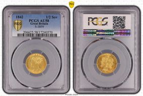 1842 1/2 Sov S-3859 AU58