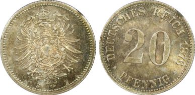 1876-B 20 Pfg J-5 MS67