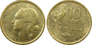 1954 10 Fr Gad-812 F-363 MS64