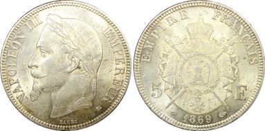 1869-BB 5 Fr Gad-739 F-331 Large BB MS62