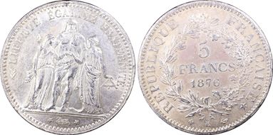 1876-K 5 Fr Gad-745a F-334 AU55