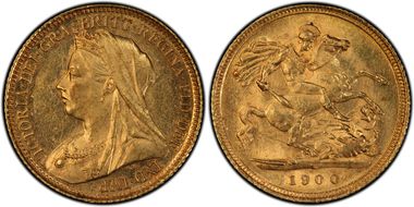 1900-S 1/2 Sov S-3881 AU58