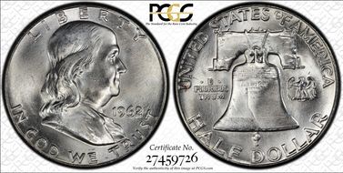 1962 50C Obv Die Clash, FS-402 MS65