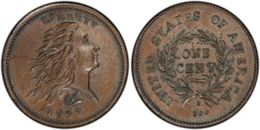 1793 1C Wreath, Lettered Edge MS64BN