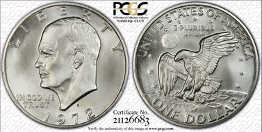 1972-S $1 Silver MS68