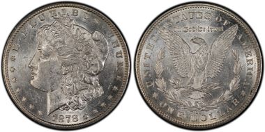 1878-CC $1 VAM 24, Doubled Leaves AU58