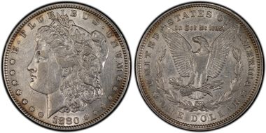 1880 $1 VAM 1A, Knobbed 8 AU50