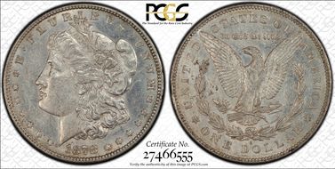 1878-S $1 VAM 59 Long Arrow Shaft AU55