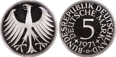 1971-D 5 Mk Regular Issue PR68DCAM