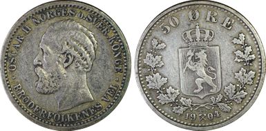 1904 50 Øre XF40